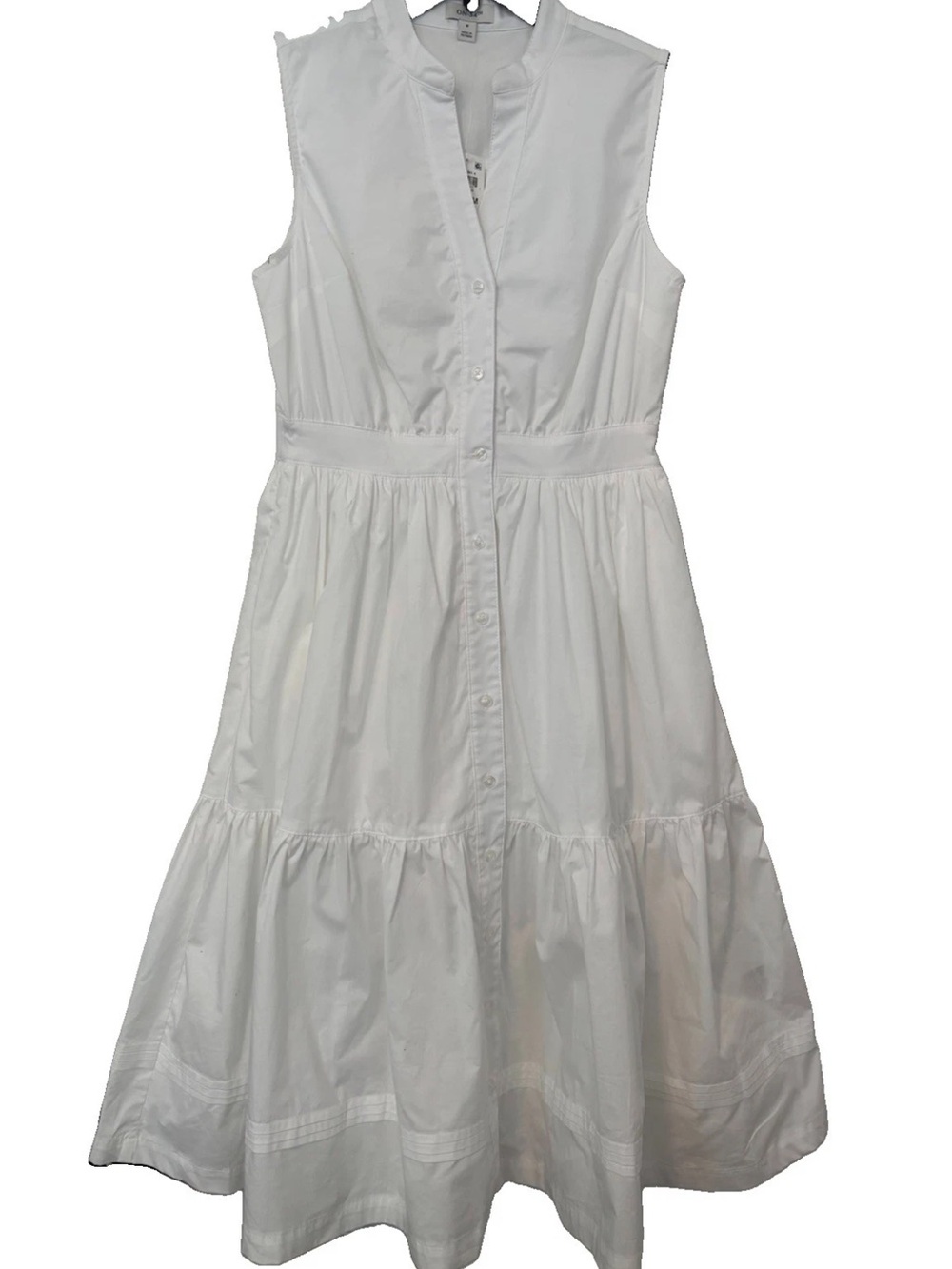 On 34th Women’s White Sleeveless Tiered Ruffle Button-Front Sleeveless Dress